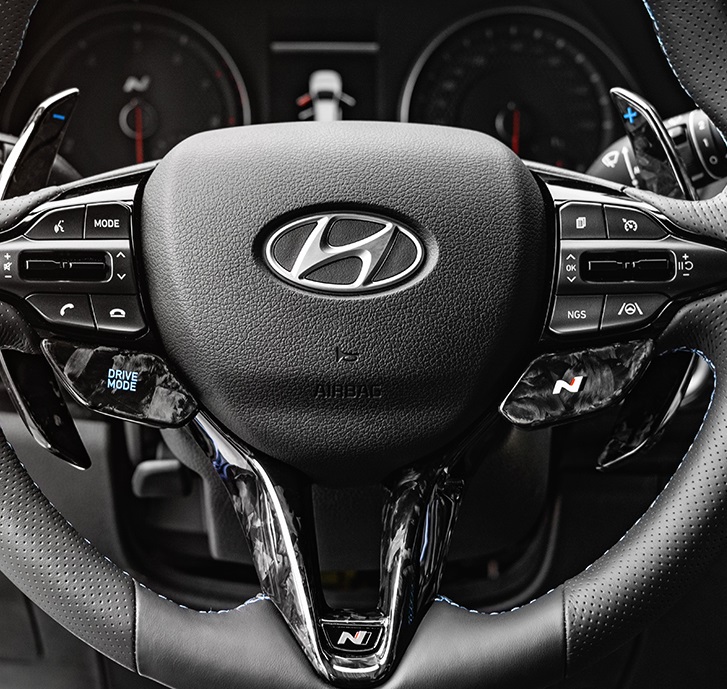 Lenkradspange + Buttons Forged Carbon - Set passend für Hyundai I30 N / I20N